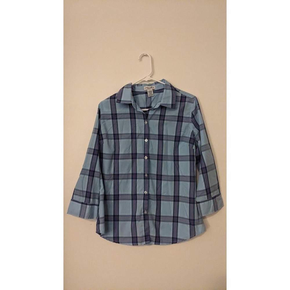 Caribbean Joe Women's Button Down Plaid Shirt Size Medium, VTG
